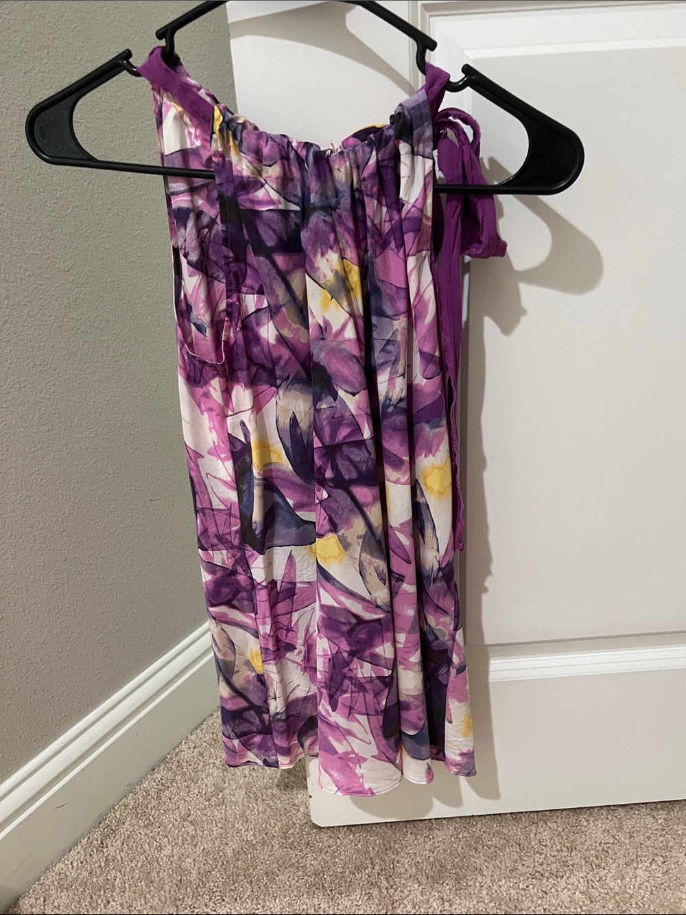 Banana Republic Purple Floral A-line Skirt with Cream and Yellow Accents